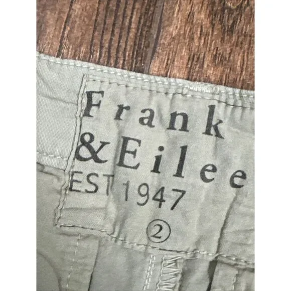 WOMENS FRANK & EILEEN WICKLOW CHINO CROPPED RAW EDGE TWILL PANTS LIGHT GREEN 2
